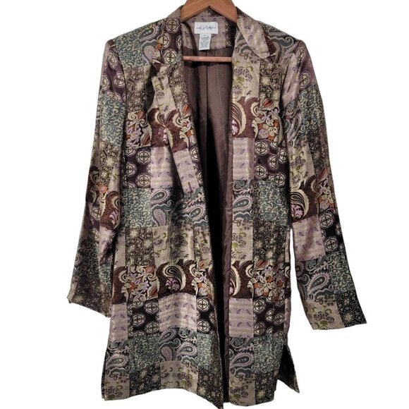 Graff Wear Chocolate Brown Patchwork Blazer Jacket Medium - Picture 2 of 6